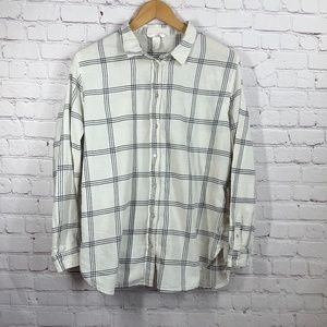H&M Women's Long Sleeve Full Button Down Plaid Collared Shirt Size 14 Multicolor